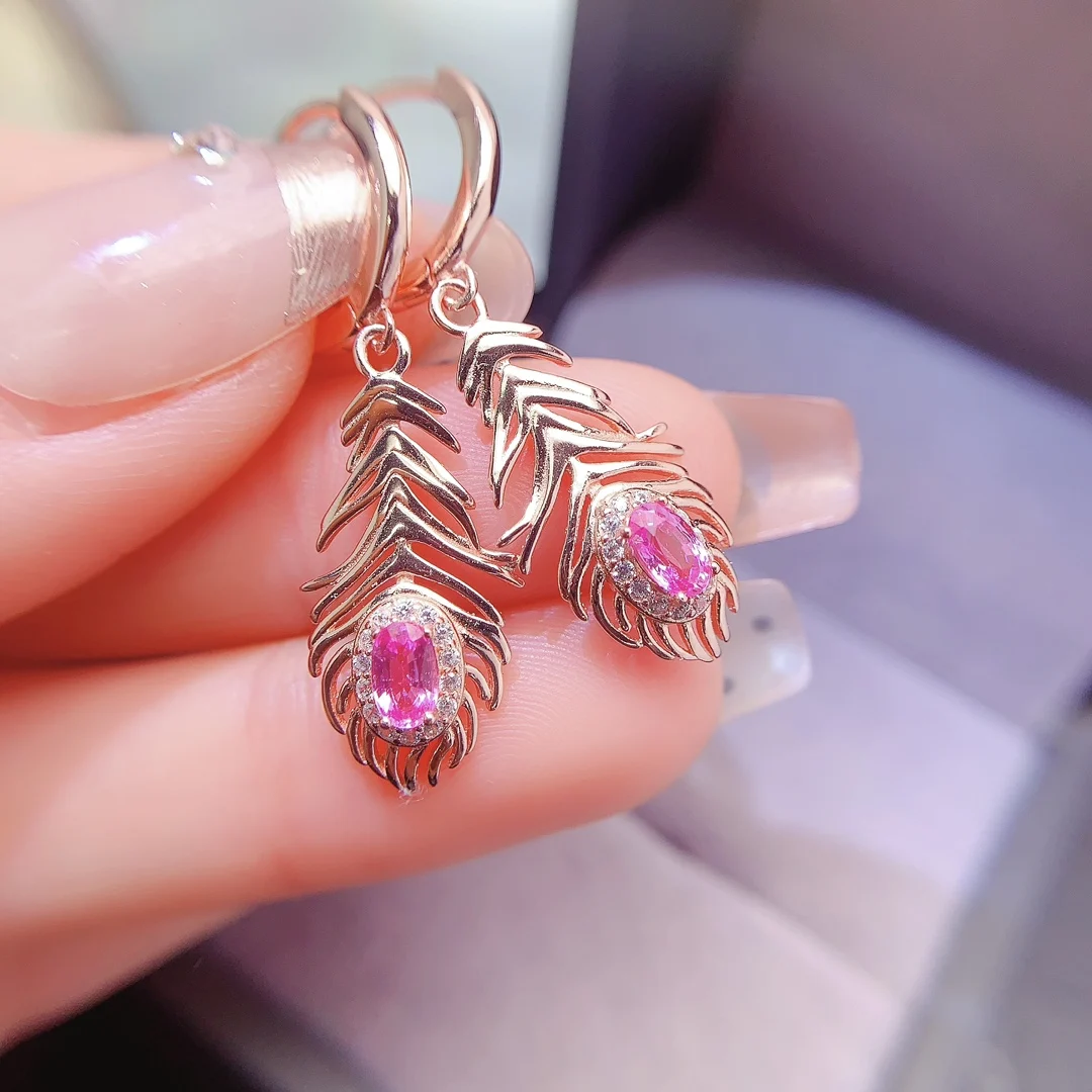 Natural Pink Sapphire Earrings - view 1