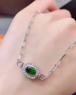Natural Diopside Oval Bracelet