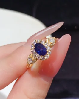 Natural Sapphire Royal Halo Ring