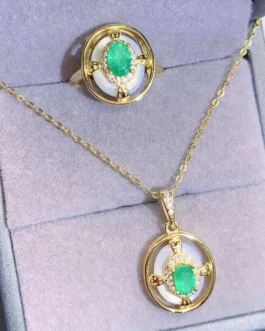 Natural Emerald Royal Jewelry Set