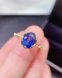 Natural Sapphire Gold Halo Ring
