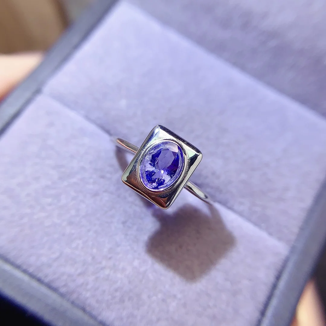 Natural Tanzanite Luxury Halo Ring - view 4
