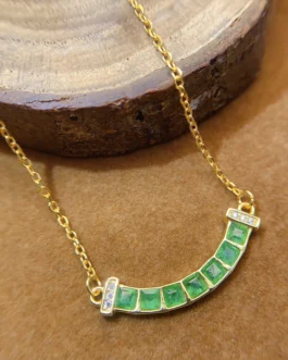 Natural Emerald Bar Pendant Necklace