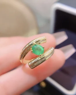 Natural Emerald Split Band Ring