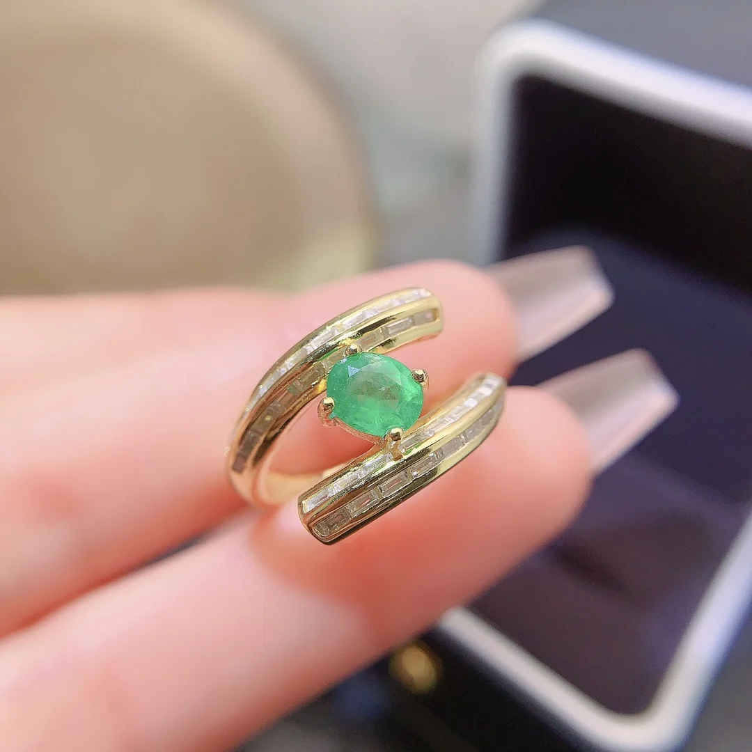 Natural Emerald Split Band Ring - view 1