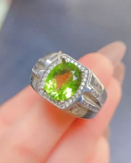 Natural Peridot Men’s Engagement Ring