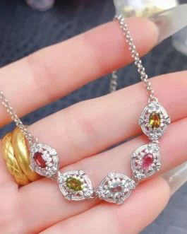 Natural Tourmaline Oval Halo Bracelet