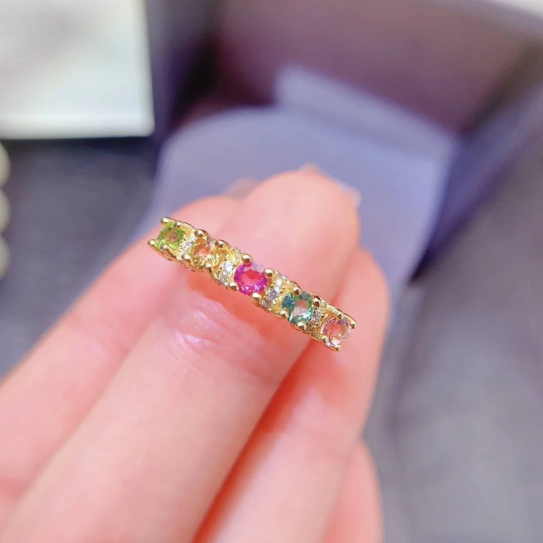 Natural Tourmaline Round Halo Ring - view 4