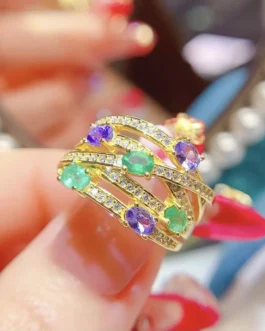 Natural Emerald Crossover Band Ring