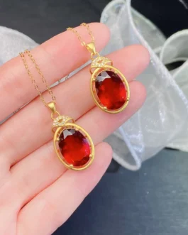 Natural Garnet Bezel Pendant