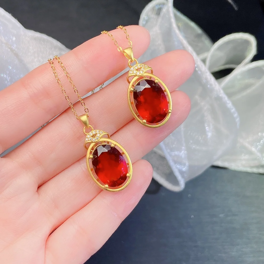 Natural Garnet Bezel Pendant - view 1