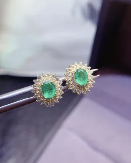 Natural Emerald Claw Stud Earrings