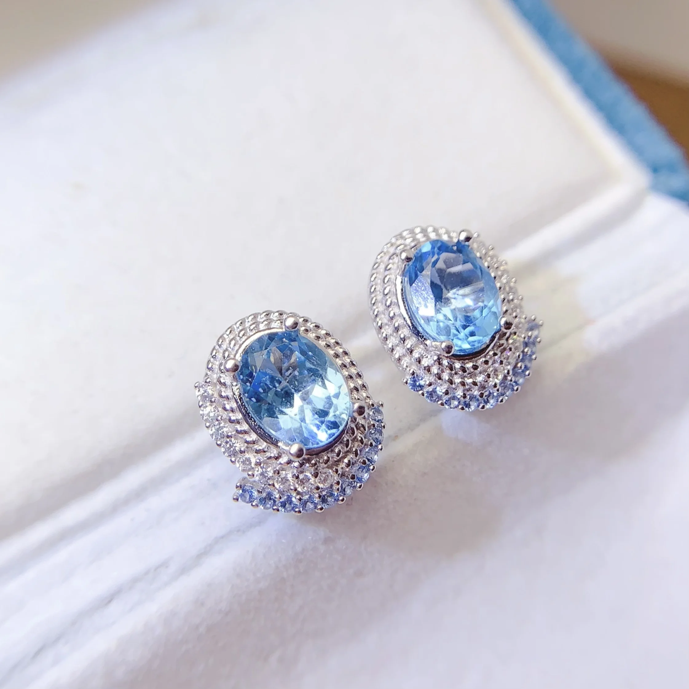 Natural Topaz Promise Stud Earrings - view 1