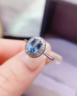 Natural Topaz Beaded Halo Ring