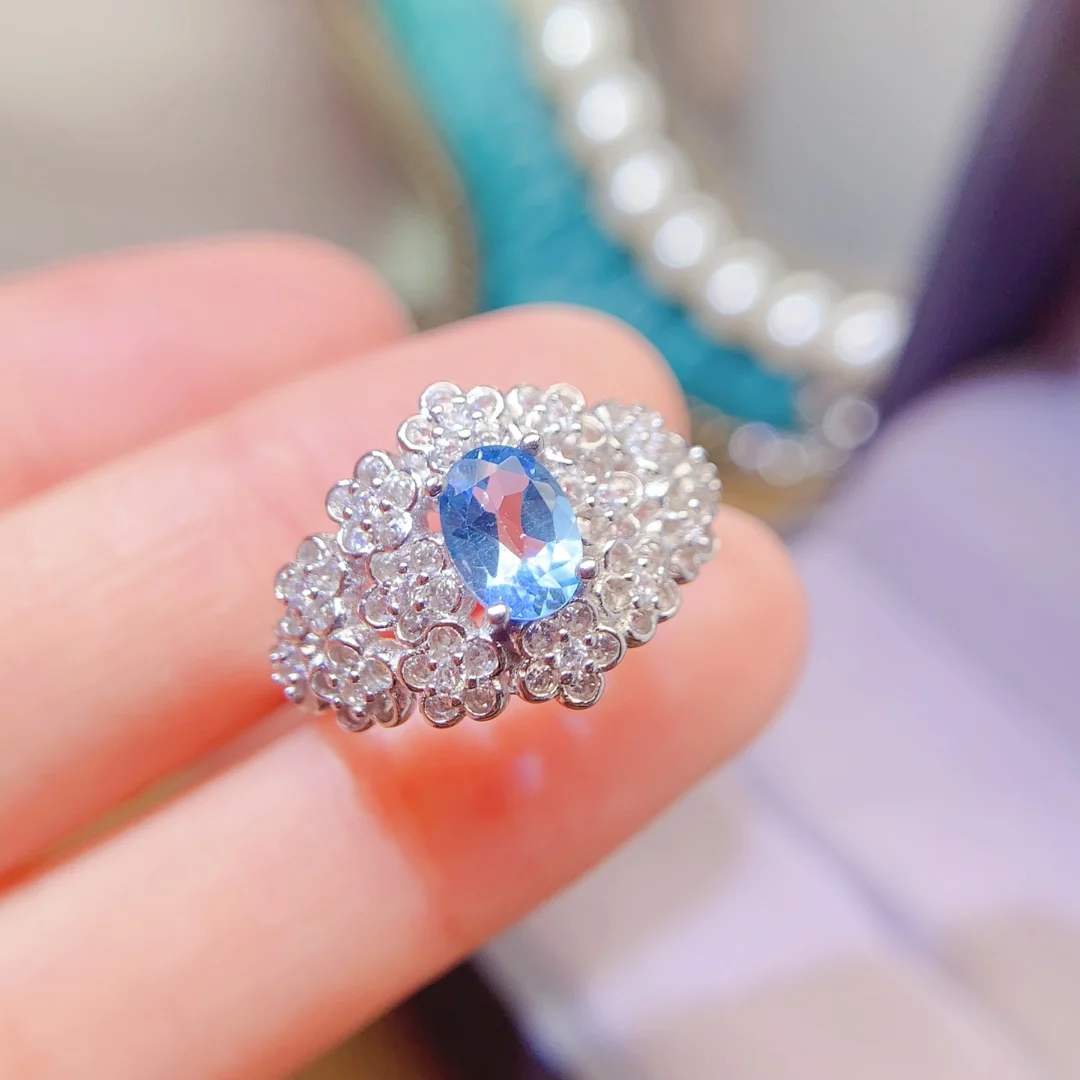 Natural Topaz Wide Cluster Ring - view 1