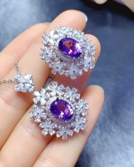 Natural Amethyst Elegant Jewelry Set