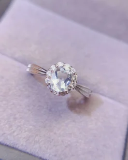 Natural Aquamarine Gold Oval Ring
