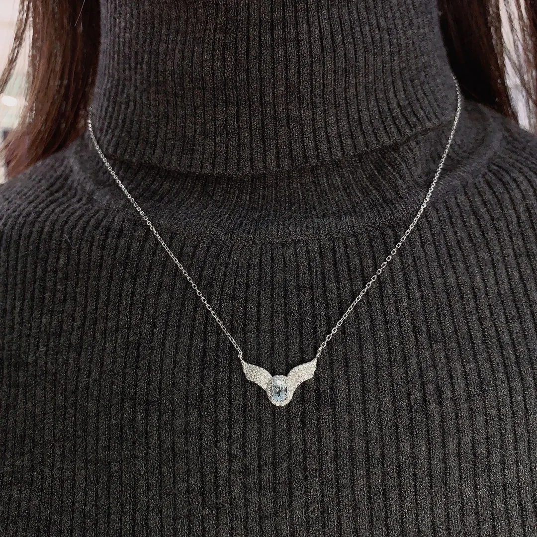 Natural Aquamarine Angel Wing Pendant - view 3