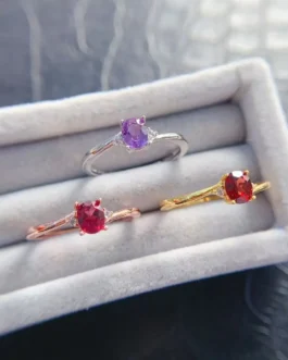 Natural Gemstone Pear Accent Ring