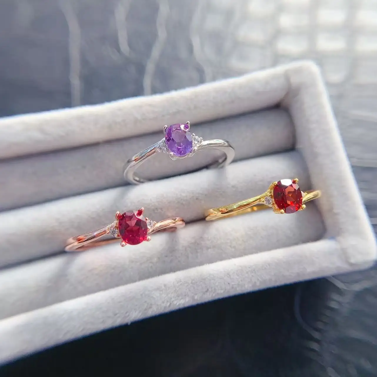 Natural Gemstone Pear Accent Ring - view 1