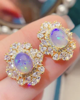 Natural Opal Statement Earrings