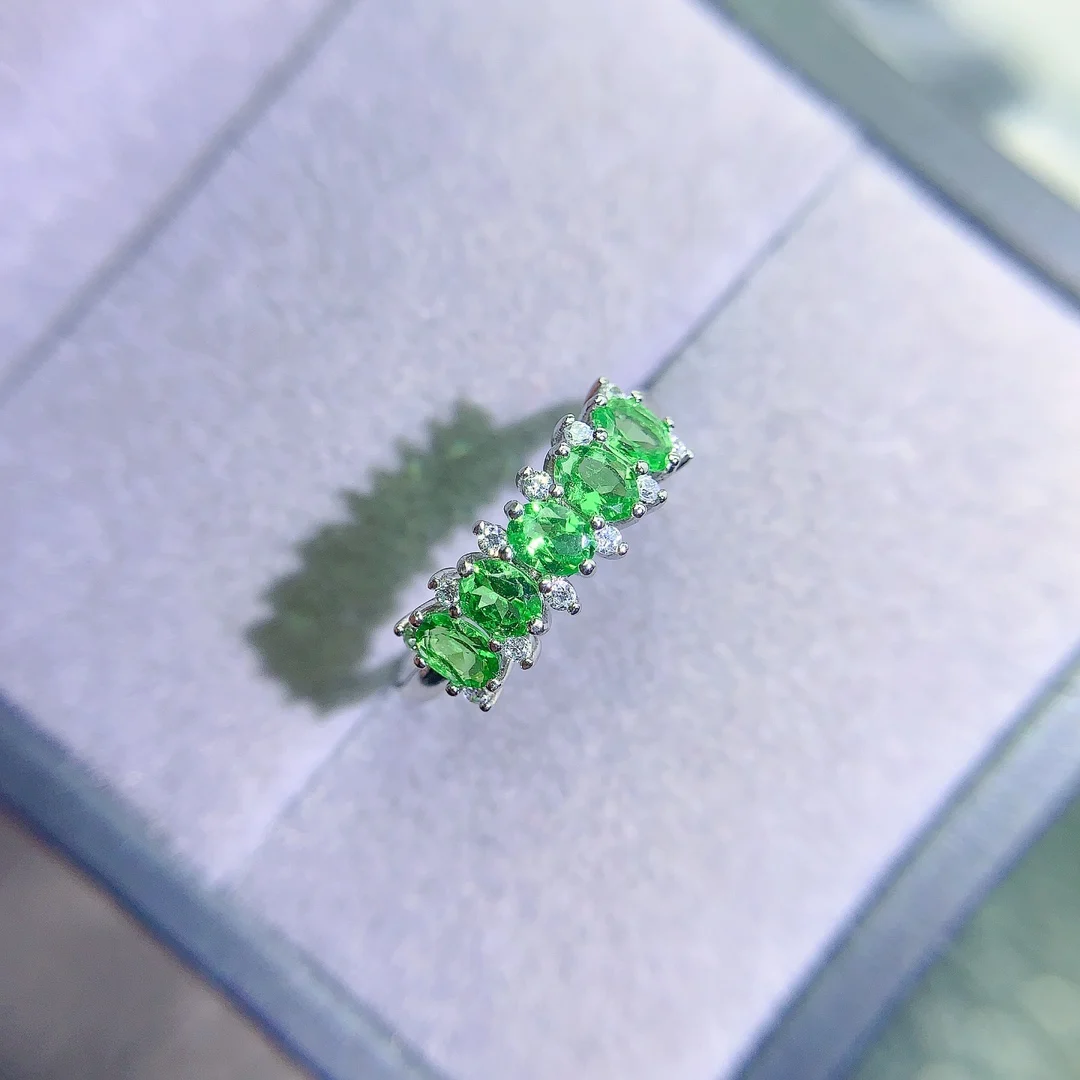 Natural Tsavorite Vintage Halo Ring - view 3