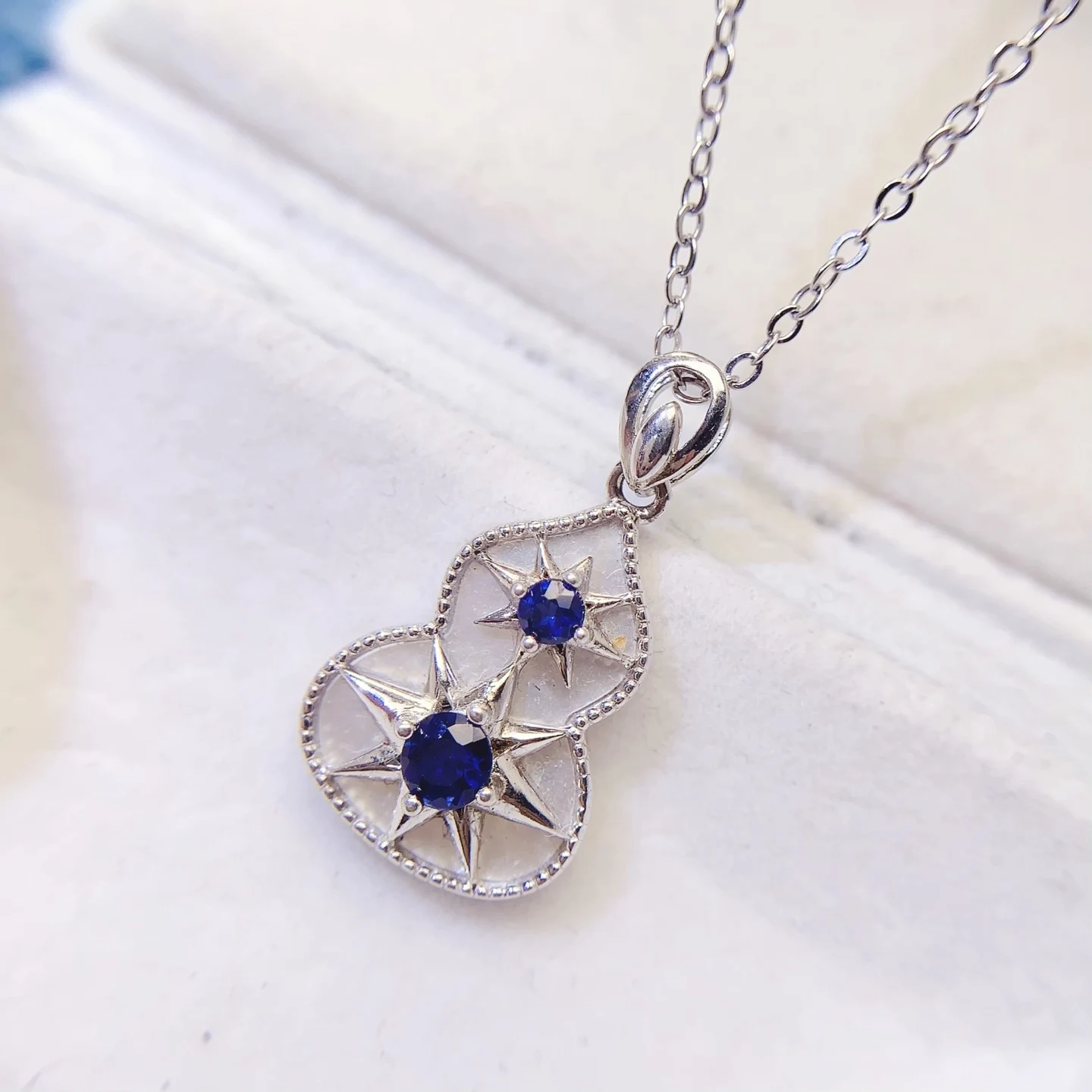 Natural Sapphire Vase Pendant Necklace - view 5