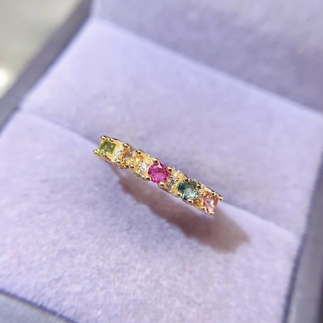 Natural Tourmaline Round Halo Ring - view 5