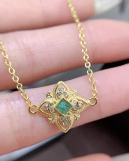 Natural Emerald Filigree Charm Bracelet