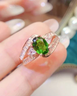 Natural Diopside Women Band Ring