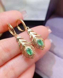 Natural Emerald Rose Stud Earrings
