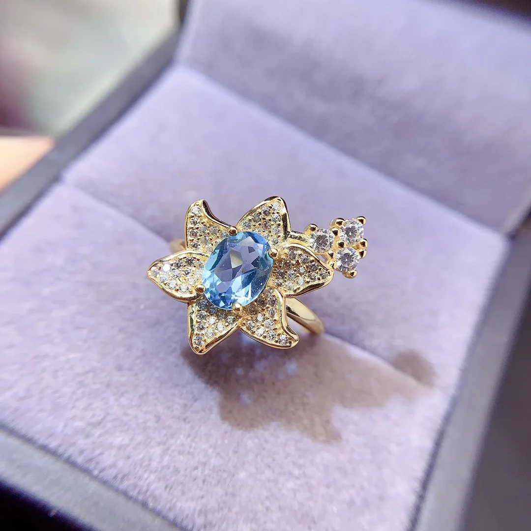 Natural Topaz Floral Star Ring - view 3