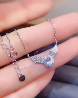 Natural Aquamarine Angel Wing Pendant
