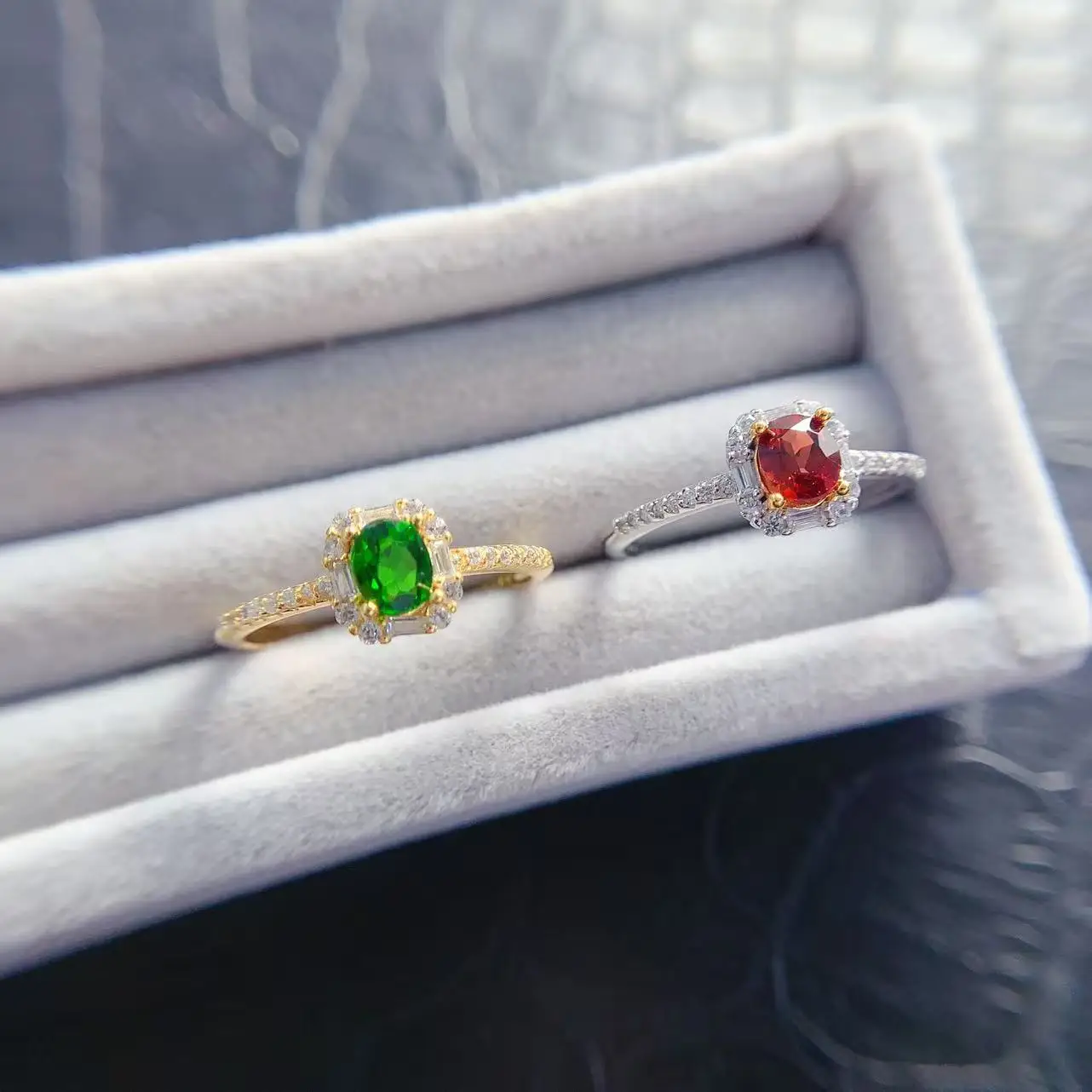 Natural Gemstone Minimalist Solitaire Ring - view 1