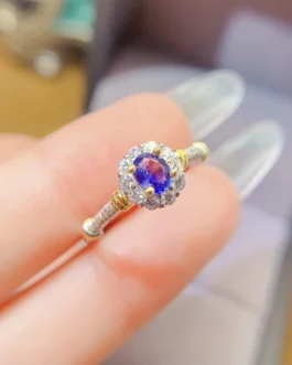 Natural Sapphire Twist Halo Ring