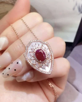 Natural Ruby Shield Pendant