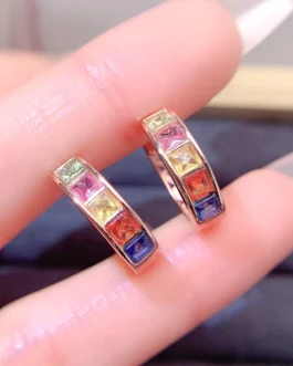 Natural Sapphire Emerald Stud Earrings