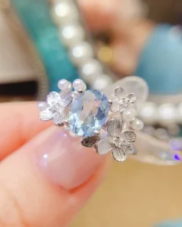 Natural Aquamarine Fine Oval Ring