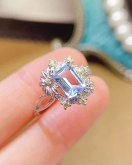 Natural Gemstone Emerald Cut Ring