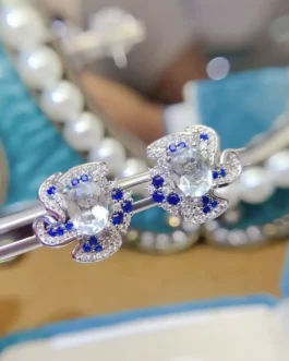 Natural Aquamarine Bow Earrings