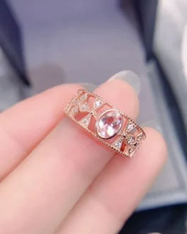 Natural Morganite Oval Halo Ring