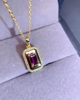Natural Garnet Rectangle Pendant