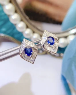Natural Sapphire Heart Stud Earrings