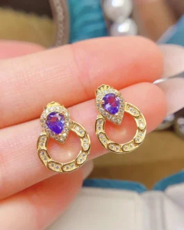 Natural Tanzanite Pear Drop Earrings
