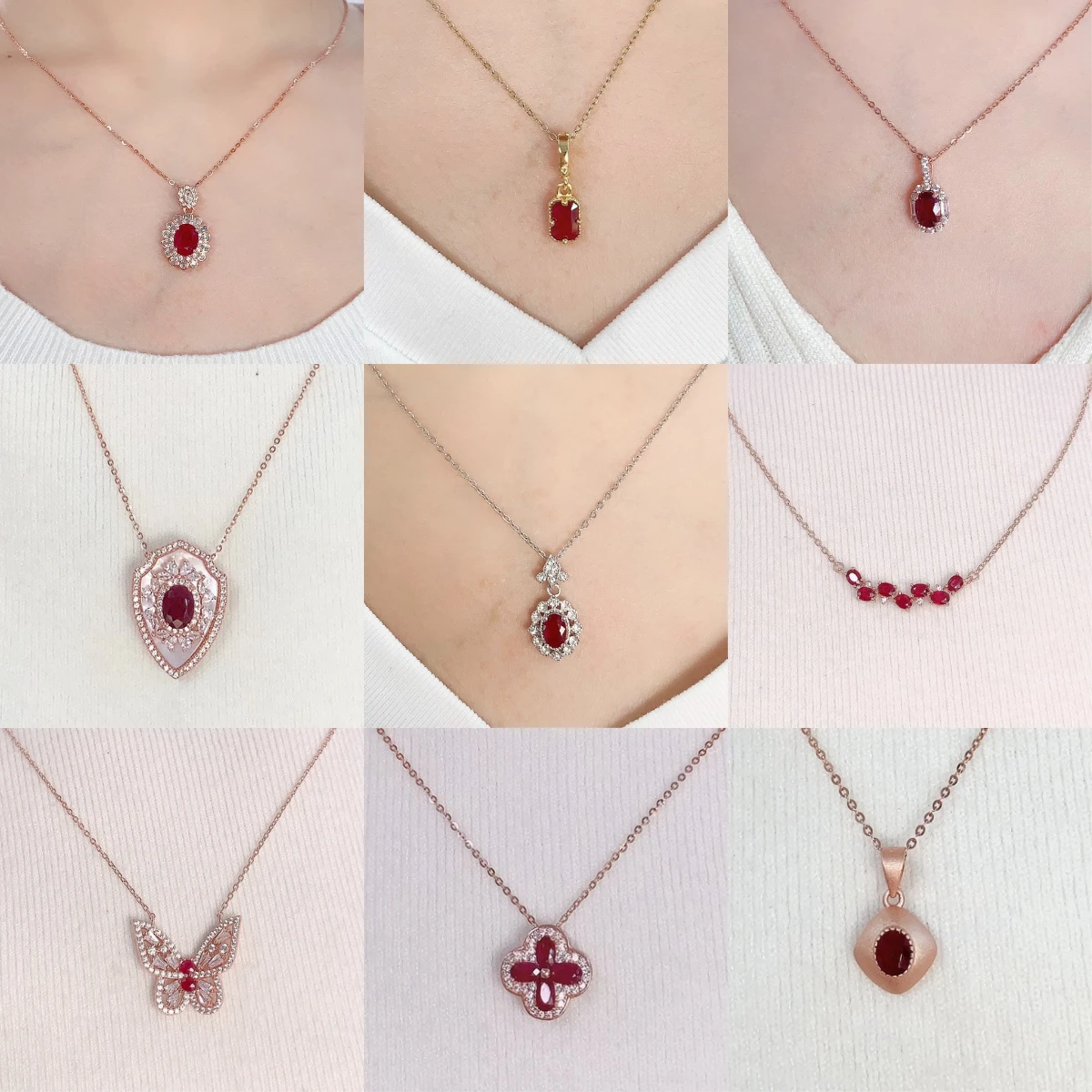 Natural Red Sapphire Chevron Pendant - view 4