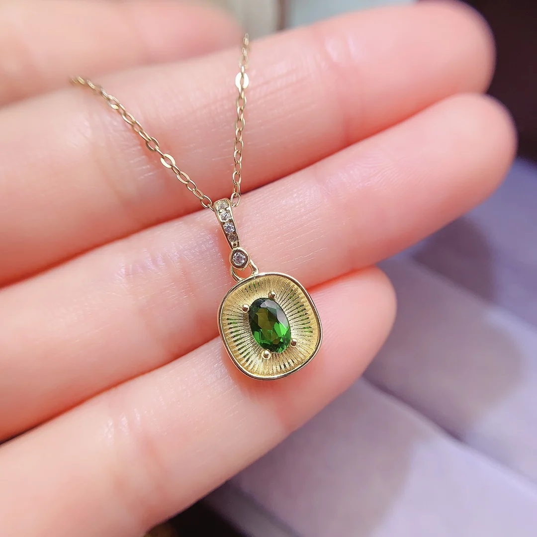 Natural Diopside Oval Pendant - view 5