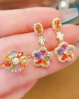 Natural Sapphire Elegant Jewelry Set