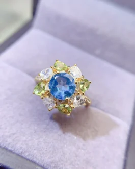 Natural Topaz Floral Accent Ring