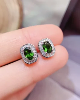 Natural Diopside Court Earrings