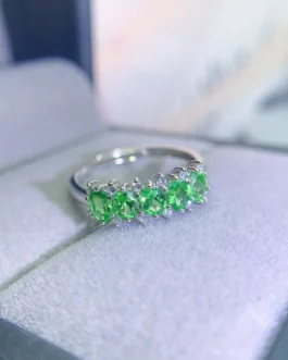 Natural Tsavorite Vintage Halo Ring